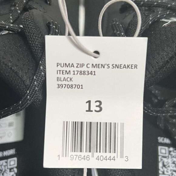 Puma Zip C Sneakers Mens 13 Black Athletic Lightweight Mesh Lace-Up Running NWOB - Picture 13 of 13